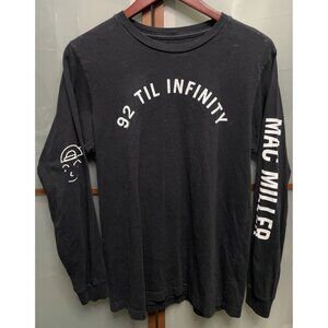 Mac Miller Project 92 Til’ Infinity Black Long Sleeve Hip Hop T-Shirt Tee Size M